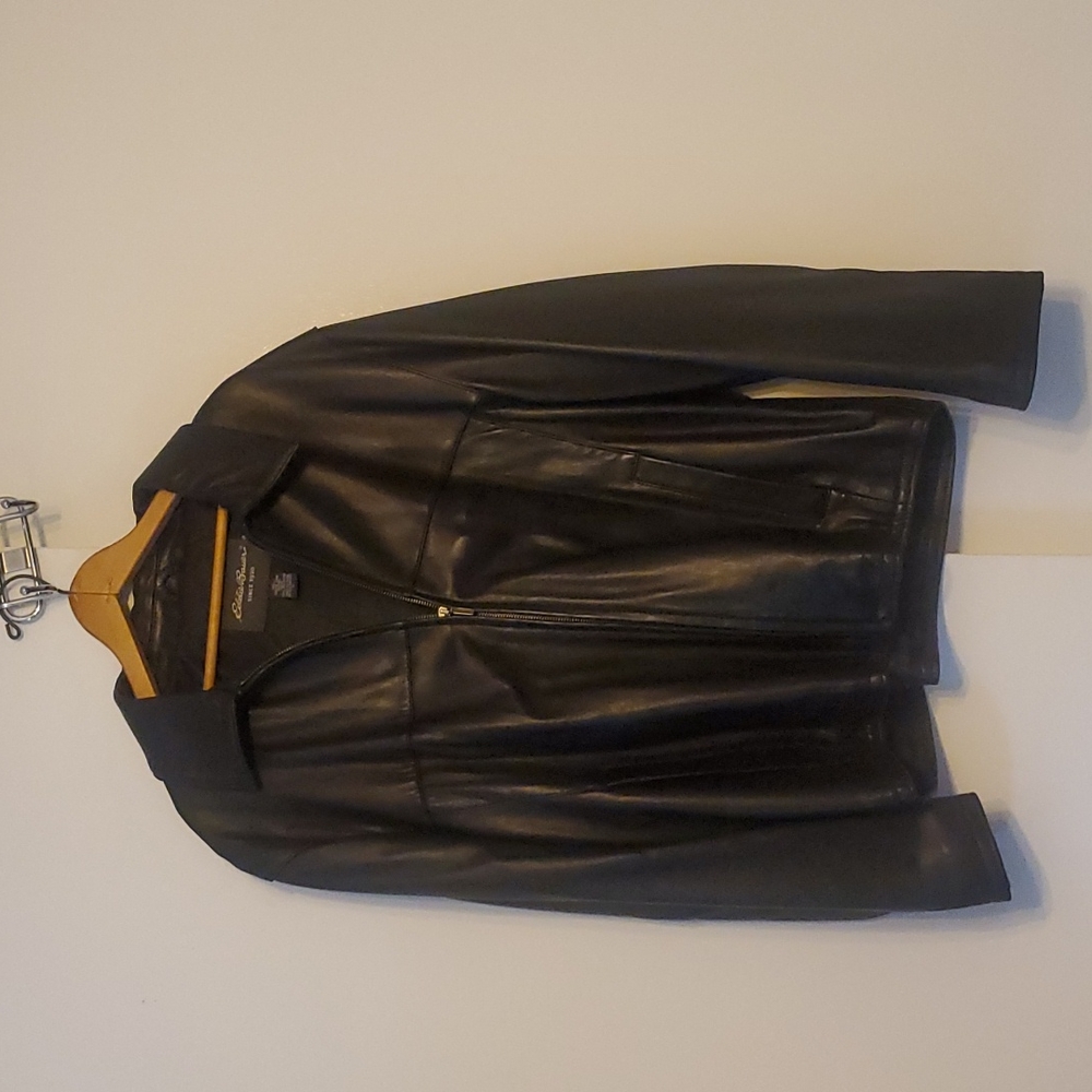 Men's Black Leather Eddie Bauer Jacket Gem